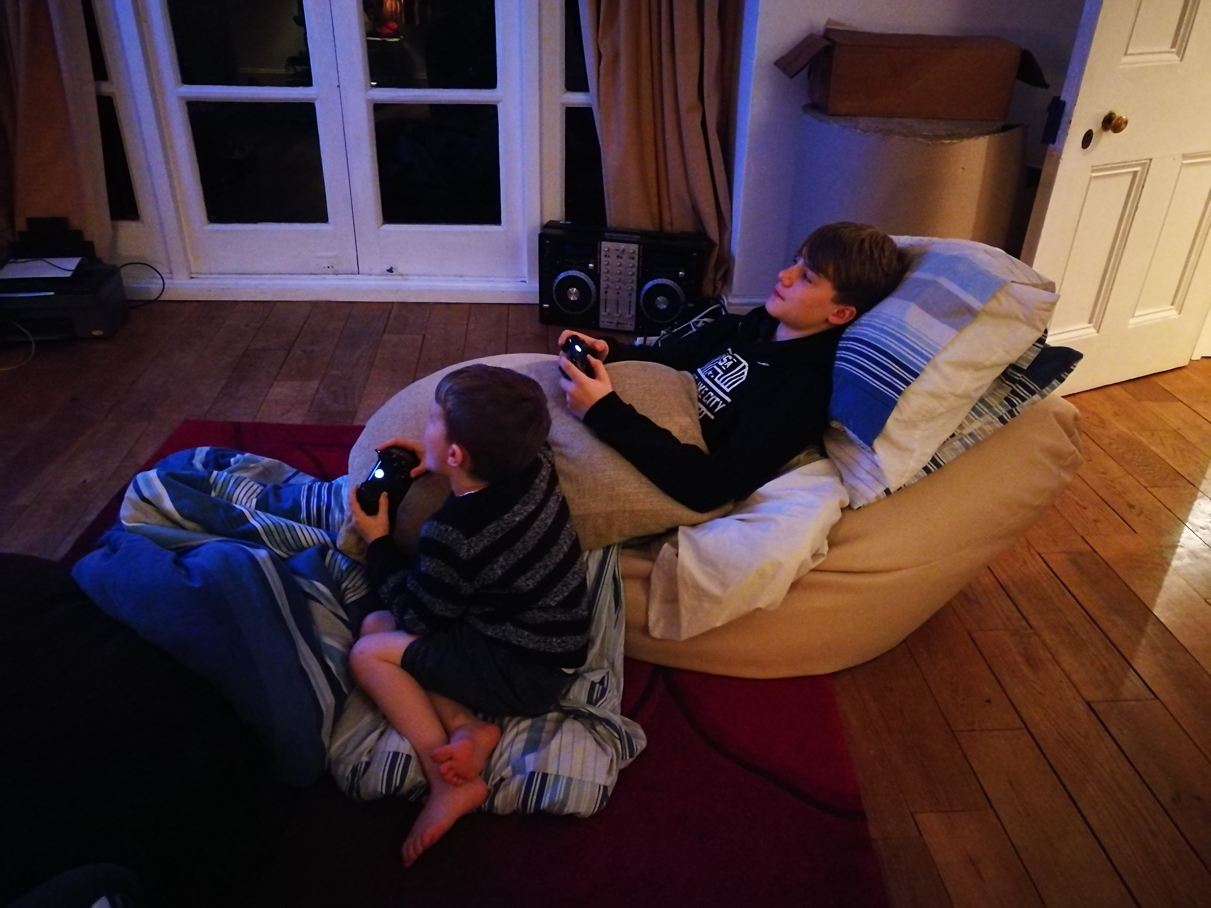 Bored children on moving day...